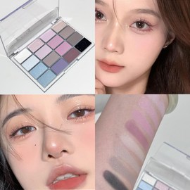 Long-Lasting, Highly Pigmented 16-Color Pink Eyeshadow Palette with Shimmer & Matte Shades for Women Waterproof & Blendable Nude, Blue and Pink Eye Shadow Makeup Palette