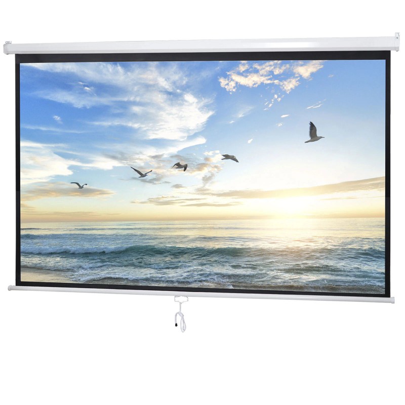 SEGAWE 100" Diagonal Projection 16:9 Projector Screen HD Manual Pull