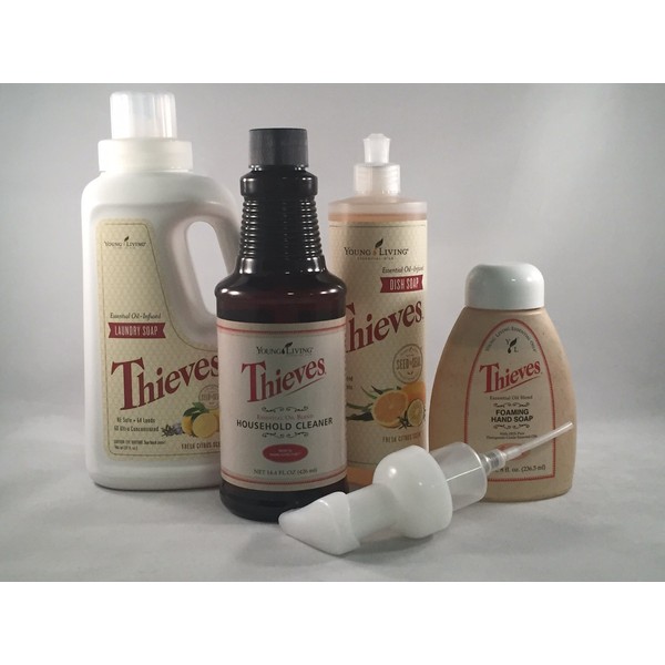 Young Living - Thieves Household Cleaner - Laundry Soap - Foaming Hand Soap - Dish Soap - Essential Oil Infused - Green Cleaning Product - Effective & Efficient Solution