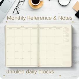 Gallery Leather Large Monthly Planner 2024-2025, Elegantly Bound Calendar Planner and Notebook with Stylish Gold-Gilded Page Edges, 18 Months - Acadia Cactus - 9.75 x 7.5 "