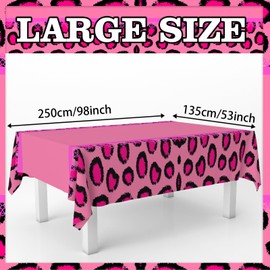 Leopard Tablecloths Pink Cheetah Print Wildlife Leopard Skin Rectangle Table Covers Decorations for Gender Reveal Bachelorette Party Holiday Dining Room Birthday Party Picnic Booth Props Supplies 53"