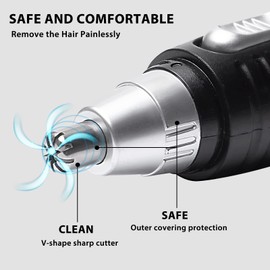 Herolland Ear and Nose Hair Trimmer Clipper, Painless Eyebrow & Facial Hair Trimmer for Men Women, Battery-Operated Trimmer, 3.74" Premium Nose Hair Scissors