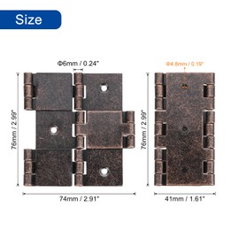 sourcing map Double Acting Hinges Folding Screen, 2Pcs 2.99" Double Swing Hinges Retro Style 270 Degree Rotation Screen Door Hinges, Copper Red