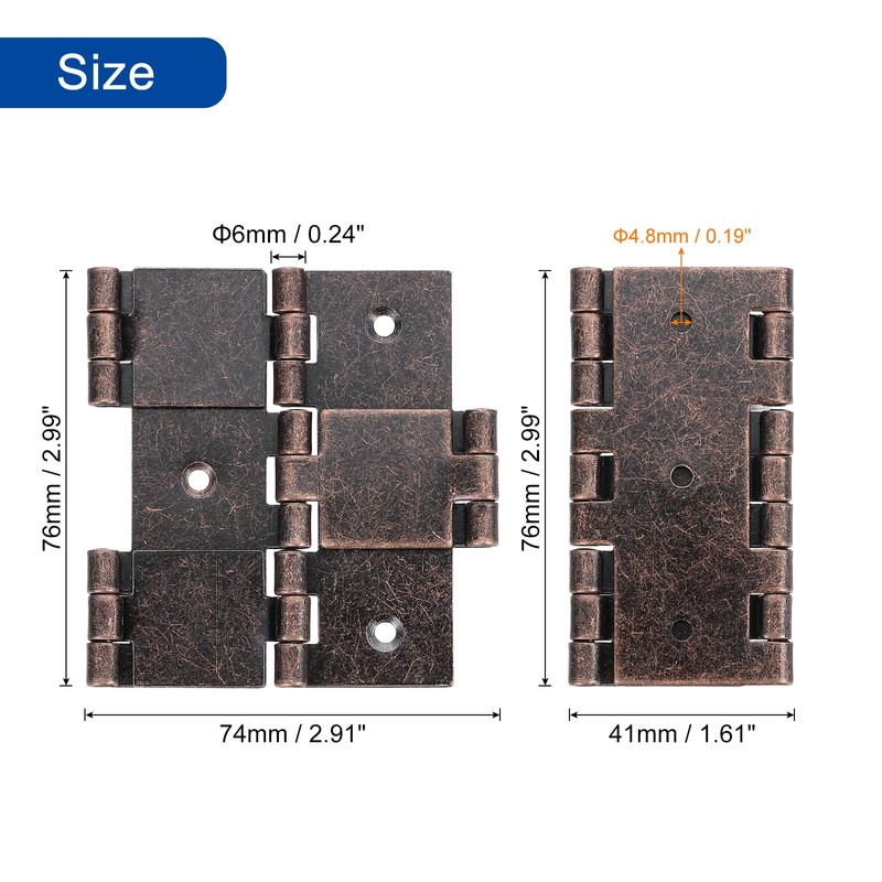 sourcing map Double Acting Hinges Folding Screen, 2Pcs 2.99" Double