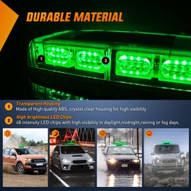 Nilight 12 Inch Roof Top Strobe Lights 48LED Hazard Light Emergency Safety Warning LED Flashing Bar Magnetic Mount 12V 24V Cars Trucks Tractors Snow Plows Construction Vehicles