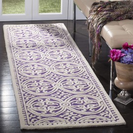 Safavieh Cambridge Collection CAM123K Handmade Moroccan Premium Wool Runner, 2'6" x 10' , Purple / Ivory