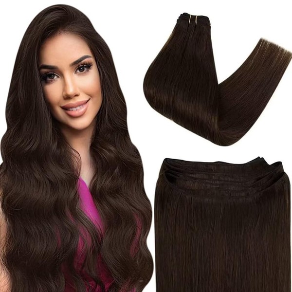 Easyouth Real Hair Weave Braids Real Hair Colour Dark Brown 18 Inches 100 g Straight Weaving Extensions