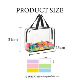 Toy Storage Bags with Labels, 4-Piece Set, Clear PVC, Waterproof, for Building Blocks and Puzzles