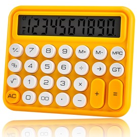 Valtiner 12 Digit Calculators Desktop, Basic Calculator Large LCD Display, Mechanical Switch Calculator with Big Buttons for Office Accessories (Yellow)