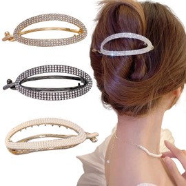 Rhinestone Oval Hair Clips Metal Spring Crystal Hair Barrettes for Women Girls Thick Thin Styling Hair Accessories