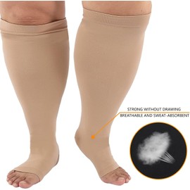Plus Size Compression Sock for Women Men,Flight Socks for Women Men,Wide Calf Medical Compression Stockings for Support Travel Pregnancy Edema Nurses Seniors (White, 4XL)