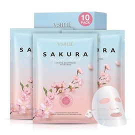 Mascarilla Facial Iluminadora(10 Unidades)- Cuidado Facial Hidratante Japonés Con Extracto De Sakura Para Mujeres Y Hombres - Tratamiento Facial...   