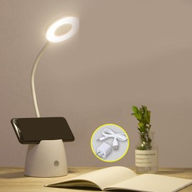 LED Folding Table Lamp Eye Protection Smart Adjustment Soft Light Table Lamp with Pen Holder for Home Office Warm White Light