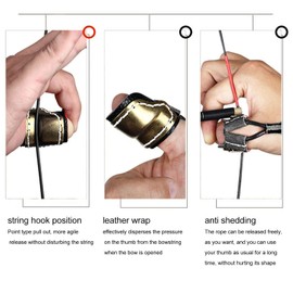 Bow Trigger Finger Archery Thumb Sleeve Brass Soft Leather Padded Finger Protection Traditional Bow and Arrow Sliding Archery Finger Protection Width Adjustable