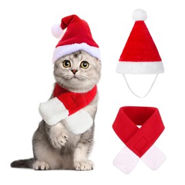 Christmas Costume for Cats, Cats, Dogs Christmas Costume, Pet Costume, Christmas Clothing for Small Dogs, Cat, Christmas Cat Costume, Dog Costume with Christmas Hat, Christmas Cosplay