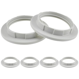 BaYiToo 6 Pcs E27 Lamp Shade Rings, Light Socket Shade Rings for Medium Base E26/E27 Socket, Plastic Retaining Rings for Glass Lamp Shades/Light Fixtures, 1-3/5 Inch (40.85mm) Inner Diameter, White