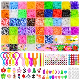 4500+ Loom Bands Set, 42 Colours Loom Bands Accessories Colourful Elastic Band for Bracelets, Loops Rubber Set, DIY Elastic Loom Bands Children's Bracelet Crafts, Jewellery Craft Sets for Children