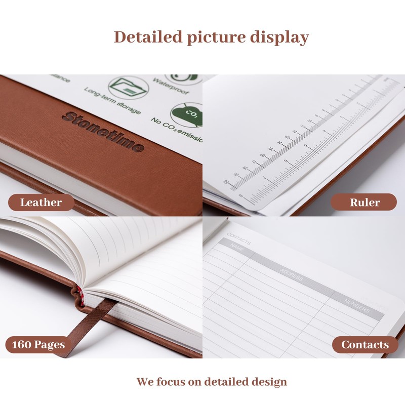 Stone Paper Notebook for Women Men, A5 Waterproof Notebook Hardcover