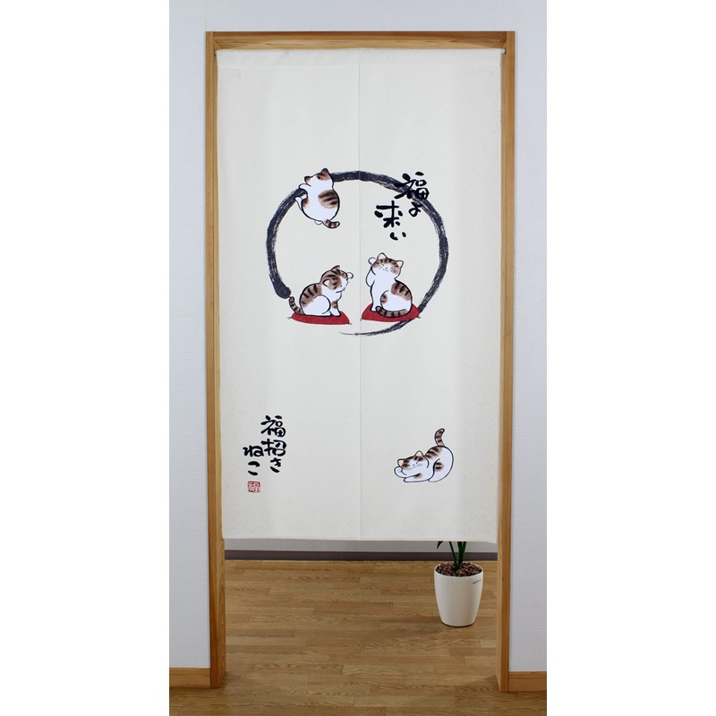 Narumik 10-184 Noren Maneki Neko Fukuyoko, 33.5 x 59.1 inches