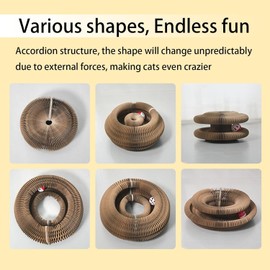 Kcyuowq Kitty Kurlz, Kitty Kurlz Cat Toy - Magic Organ Cat Scratching Board, Snufflepaw Accordion for Cats, Interactive Scratch Pad, Foldable Accordion Cat Toy, Recyclable Cat Scratcher with Ball (1Pcs)