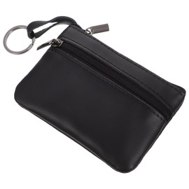 Mobestech Coin Purse Leather Genuine Mens Tray Cash Change Wallet Key Holder Money Pouch Keychain Design Zipper Small Wallet Coin Change Purse (Black)