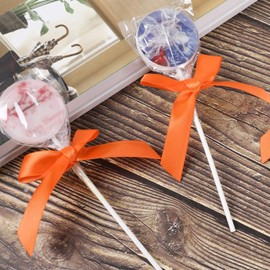 Paquete de 100 lazos de lazo de satén naranja para bolsas de regalo, bolsas de dulces de panadería y lazo de cinta de decoración de paquetes, lazo para regalos