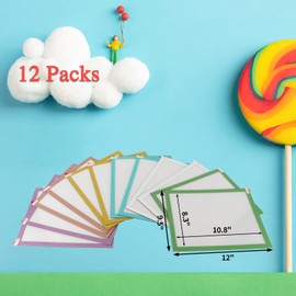 CRUGLA 12 Packs 8.5x11 Magnetic Picture Frames for Refrigerator Locker, 8.5 by 11 Certificate Document Frame Bulk, Colored Peel, Stick Kids Artwork Holders for Fridge Dishwasher Whiteboard