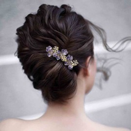 Dervivea French Purple Flower Hairclip Barrette Vintage Pearl Flower Hair Barrette Hollow Flower Head Clip Pin Retro Pearl Hair Clip Decorative Hair Accessory for Women and Girl Headdress