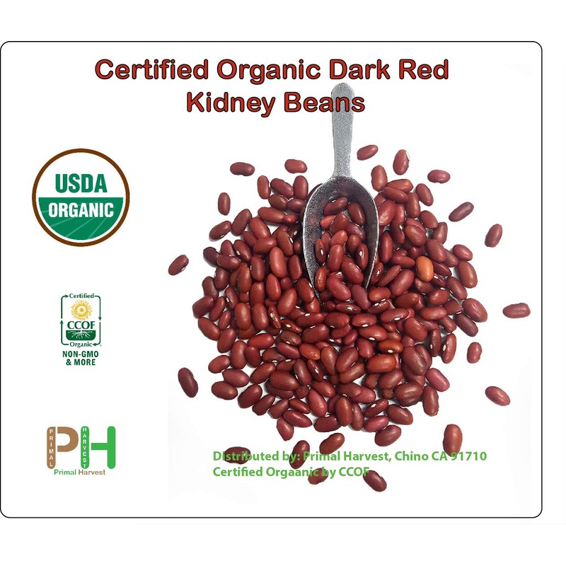 Organic Dark Red Kidney Beans- Fiber & Protein rich, Raw,