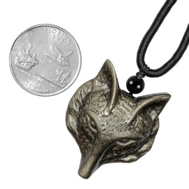 mookaitedecor Golden Obsidian Crystal Wolf Head Pendant Necklace Lucky Charm for Men Women, Wolf Norse Viking Necklace, Healing Crystal Jewellery Gift Quartz Amulet Animal Necklace for Protection