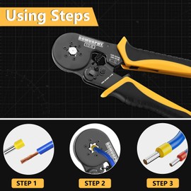 Ferrule Crimping Tool Kit with Wire Connectors, AWG24-8 Sawtooth Self-Adjustable Ratchet Wire Terminals Crimper Kit (Hex Crimper Plier)