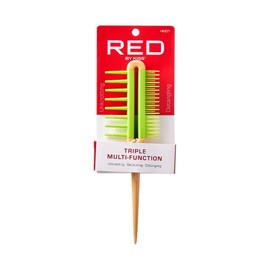 Red by Kiss Detangling Brush for Adults & Kids, Long & Wide Tooth, Mixed-Length Detangler Comb with Rat Tail for All Hair Types