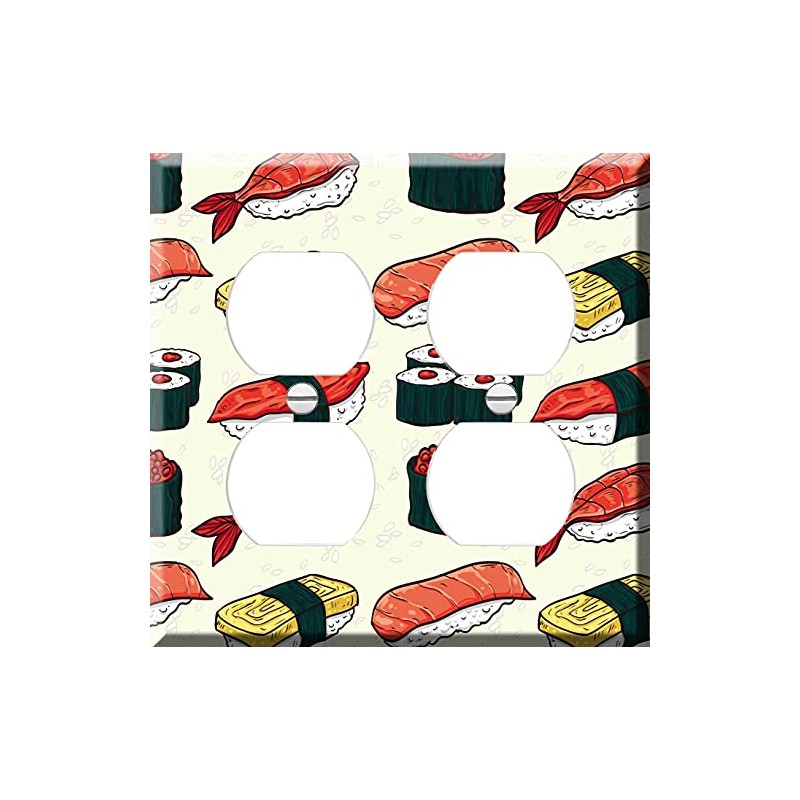 Double Duplex Outlet Cover Wall Plate - Sushipattern