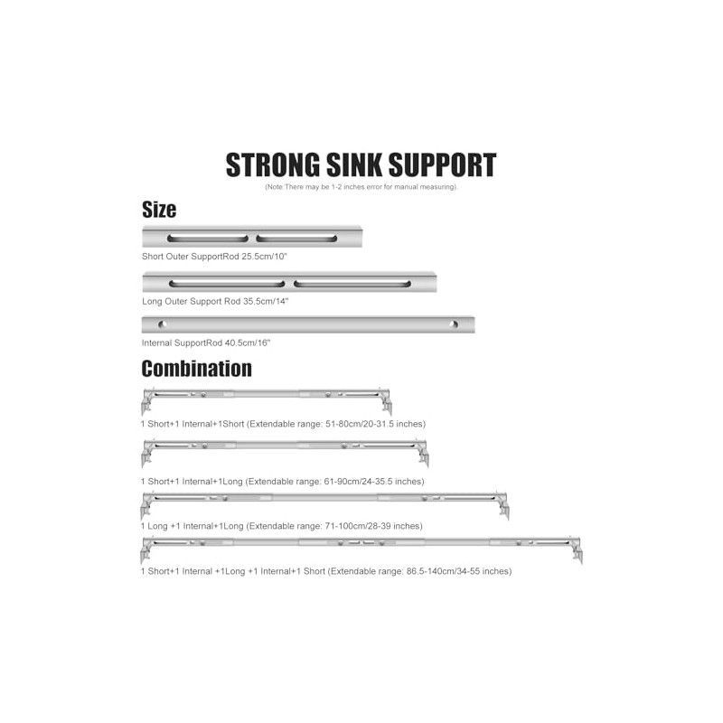 2-Pack Upgraded Undermount Sink Bracket, Undermount Sink Support Kit(Telescopic Length