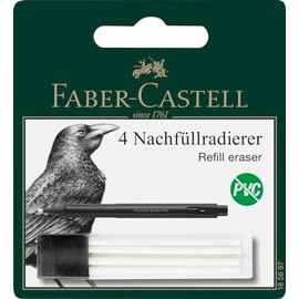 FABER-CASTELL 185697 Replacement Eraser Precision Eraser Pen, 4 Refill Erasers for Eraser Pen