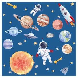 Little Deco DL701-1 Wall Sticker Children's Room Boys Space Ship Wall Sticker Solar System Planets Rockets Wall Picture Sun Children Stars