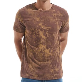 KLIEGOU Men's Crew Neck Hipster T Shirt - Casual Stylish Fitted Print Tees for Men 550 Coffee XXL