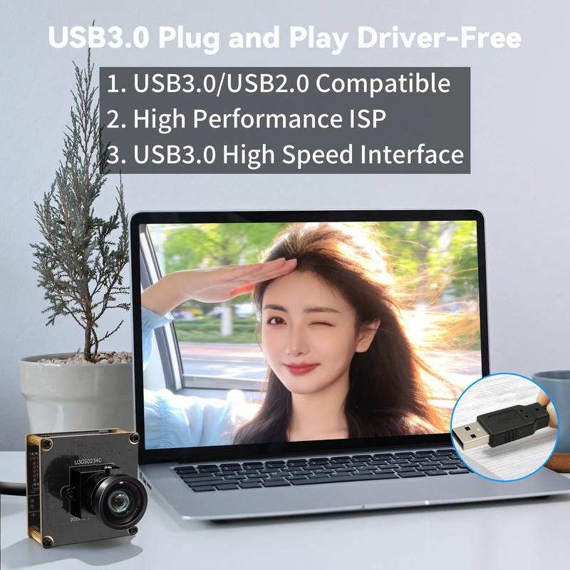 IFWATER 120fp Global Shutter USB3.0 High Speed Industrial Camera,1200P HD