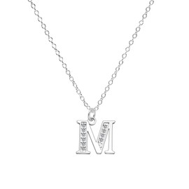 Kraven S925 Silver Initial Necklace Charm Necklace, Dainty Cubic Zirconia Letter Dainty Necklaces Jewelry Birthday Gifts for Women Girls (M)
