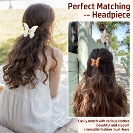 Butterfly Hair Clips, Multicolors Elegant Cute Hair Clips, Hairs Clip for Girls, Ladies, Women, Pink White Yellow Greenish-Blue Non-Slip Hairs Clip for Thick, Thin, Long, Curly Hair(4PCs)