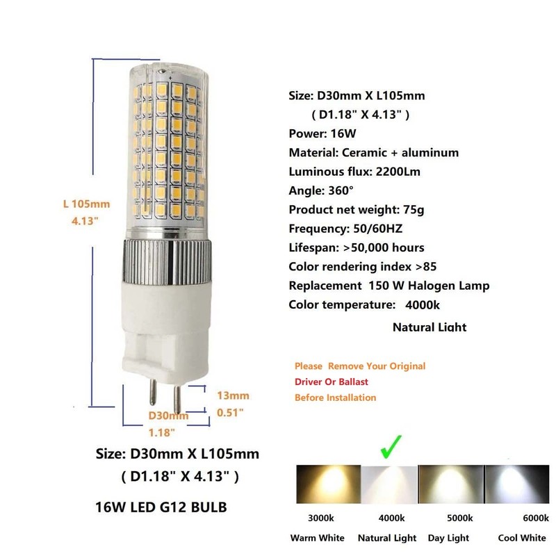 WELESHEI G12 Led 16w Ceramic Corn Light G12 Led Bulb