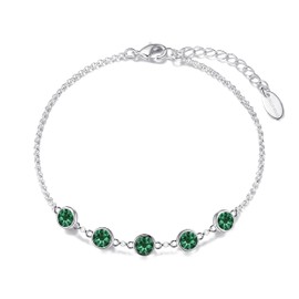 Philip Jones Green Crystal Chain Bracelet Created with Zircondia® Crystals
