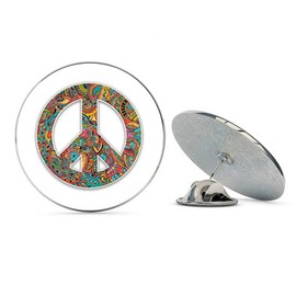 NYC Jewelers Floral Pattern Peace Sign Metal 0.75" Lapel Hat Pin Tie Tack Pinback
