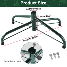 Bubuny Foldable Christmas Tree Stand, 35 cm, Christmas Metal Stand with Rubber Feet Screws, Large Stable Outdoor Indoor Christmas Tree Stand, Christmas Decoration for Christmas Decoration, Green