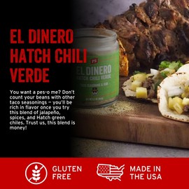 PS Seasoning El Dinero Taco Seasoning Mix - Hatch Chili Verde and Jalapeno Blend, Dry BBQ Rub for Tacos, Beans, Casserole, Chicken, Pork, Beef - Mexican Seasoning BBQ Rub for Smoking and Grilling