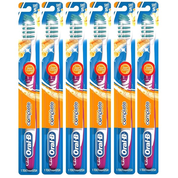 Oral-B Complete Deep Clean Toothbrush, 35 Soft (Colors Vary) - Pack of 6