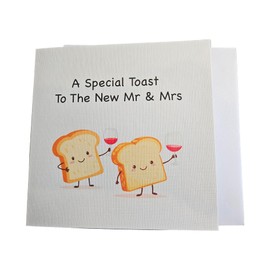 Funny Wedding Card - A Special Toast To The New Mr And Mrs Bride and Groom Marriage Women For Him & Her Wedding Day - Linen Effect Card