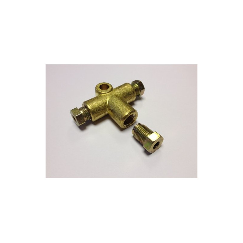 3/16" Brake Pipe Tubing 3 way Connector T Piece, Brass,