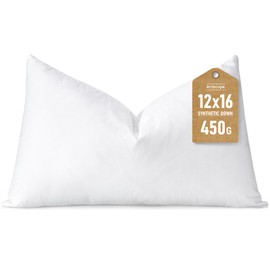 Artscope Synthetic Down Lumbar Pillow Insert, 12x16 Down Alternative Throw Pillow Insert. Ultra Soft Fluffy Sleeping Pillow with 100% Cotton Cover, Decorative Pillows-White.