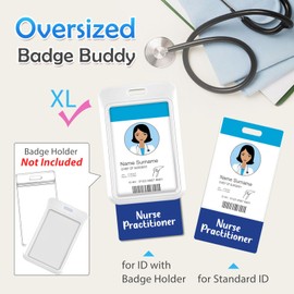 Toykee Oversized Nurse Practitioner Badge Buddy Card Holder - Vertical NP Accessories XL Blue Pink Black Purple Red ID Badge Card Holder Name Tags Buddy for Hospital Work